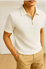 Sherooz Collection Trendy Waffle Knit Zipper Polo Shirts For Men / Polo Tshirts For Men / Men Polo Tshirts / Men Tshirts - Image 9